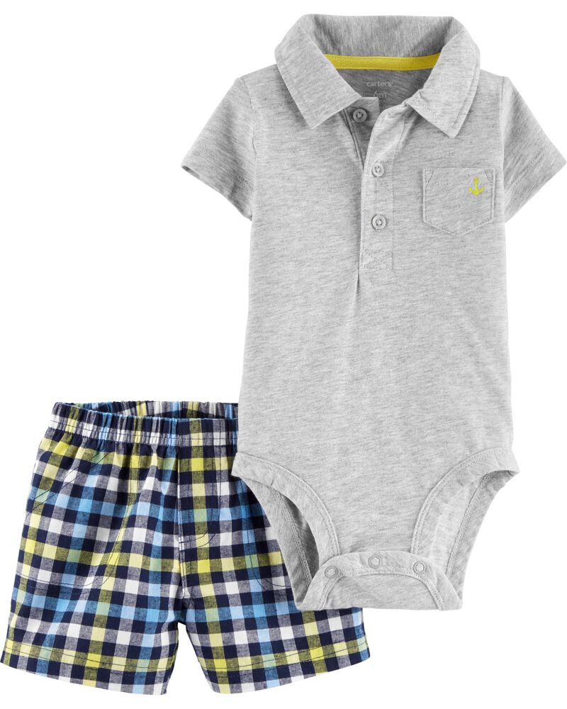 NEW First Impressions Baby Boys Polo Shorts Set 2 Piece size 6-9M 12M 18M